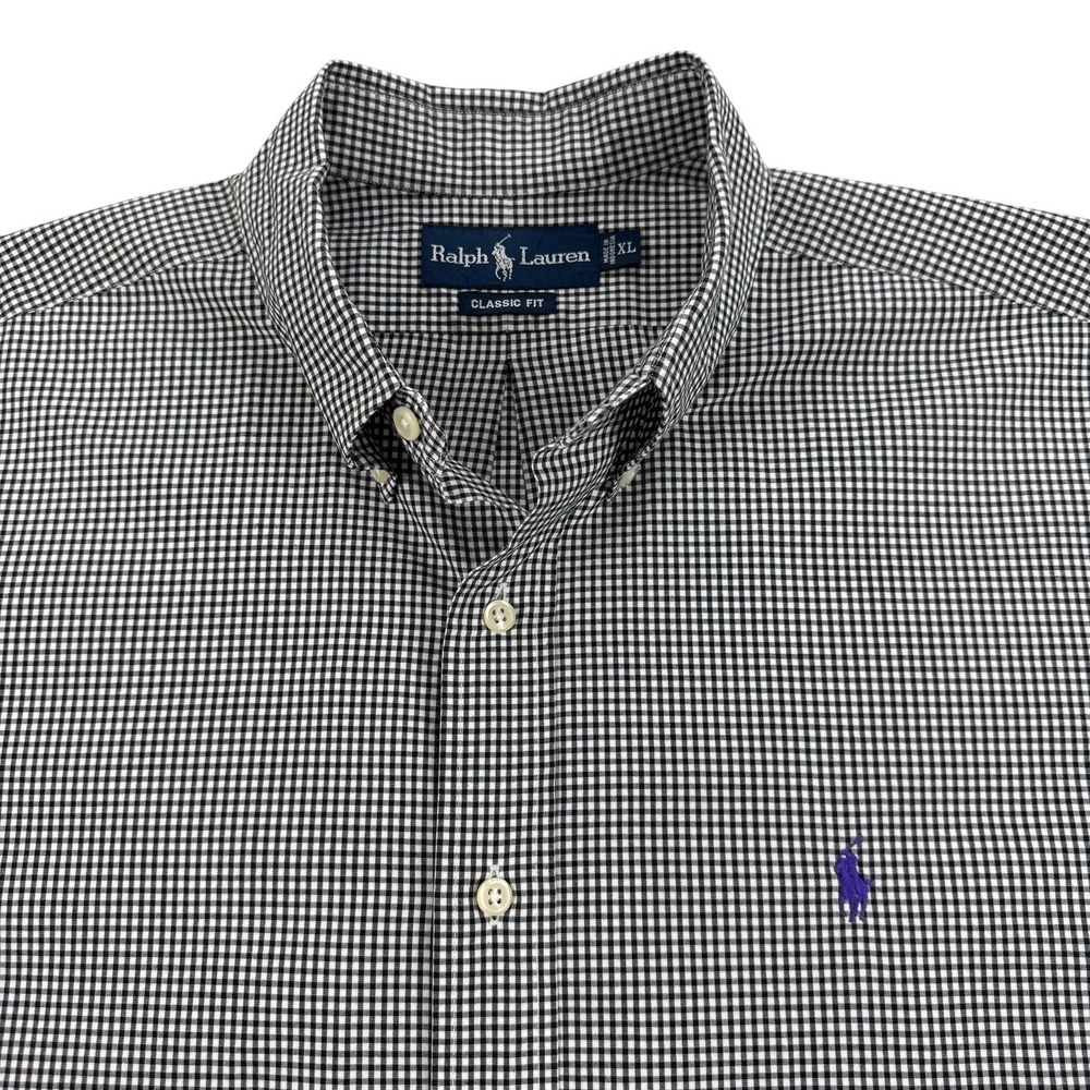 Ralph Lauren Shirt Mens XL Black Check Classic Fit Button Down Gingham Preppy